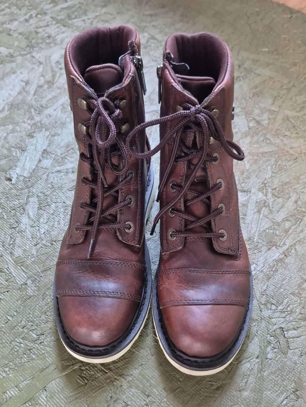 Harley-Davidson Women's Brown Leather Lace-Up Moto Boots